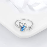 Sapphire Butterfly Ring | White Gold