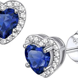 Sapphire Heart Stud Earrings | White Gold